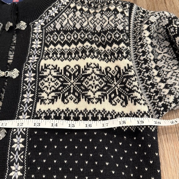 Vintage Nordstrikk Nordic Cardigan Women’s S Black White Fair Isle Virgin Wool - Picture 6 of 9